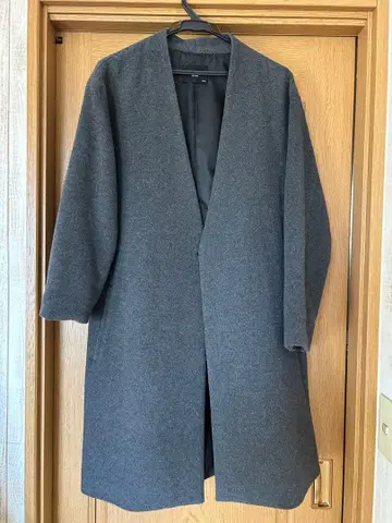 HARE 그레이 노카라 롱 코트 S