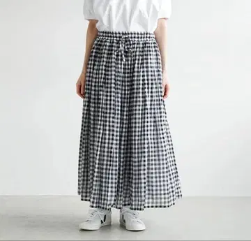 SOIL 깅엄 체크 스커트 BLACK