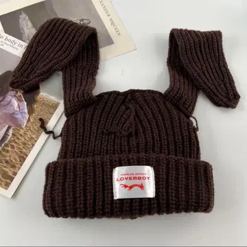 LOVERBOY 토끼 귀 니트 모자 프리 사이즈