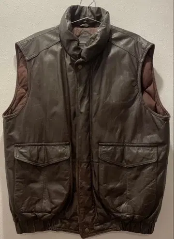 80' Eddie Bauer 가죽 다운 베스트 블랙 택