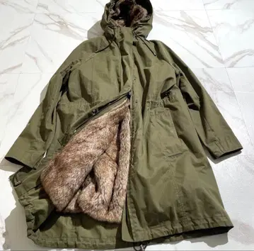 구하기 어려움! 매킨토시 모즈 코트 퍼 포함 여성용 올리브