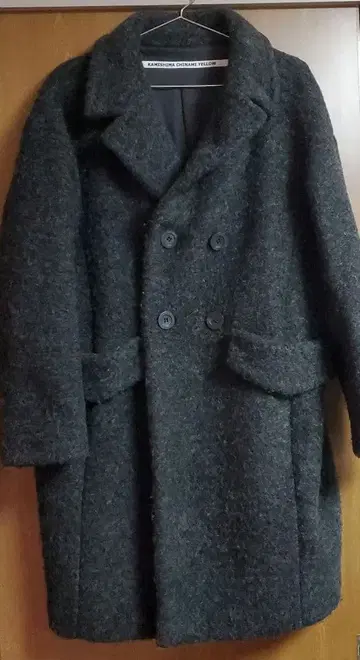 울 더블 브레스트 코트 다크 그레이 카미시마 치나미