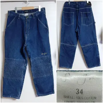 sean john 배기 데님 메탈 데님 더블니 34