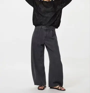 배기 커브 청바지 기장 짧음 사이즈 30