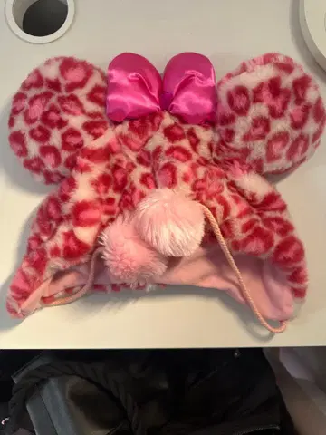 미니 마우스풍 핑크 레오파드 무늬 모자