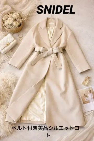[ SNIDEL ] 아름다운 실루엣 울 혼방 벨트 포함 베이지 롱 코트