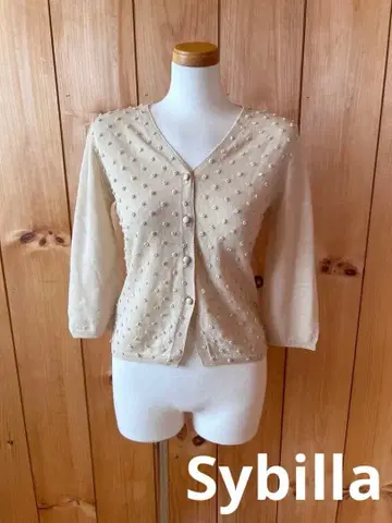 시빌라/Sybilla/가디건/상의/베이지/M/7부 소매/울