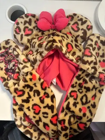 미니 마우스 레오파드 무늬 플리스 모자
