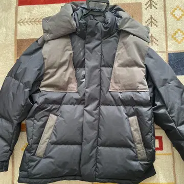 그레이 후드 부착 다운 자켓 XXL