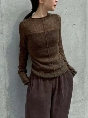 select moca 센터라인 시어 니트 브라운