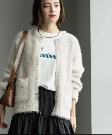 새상품급 OPAQUE.CLIP 샤기 미들 가디건