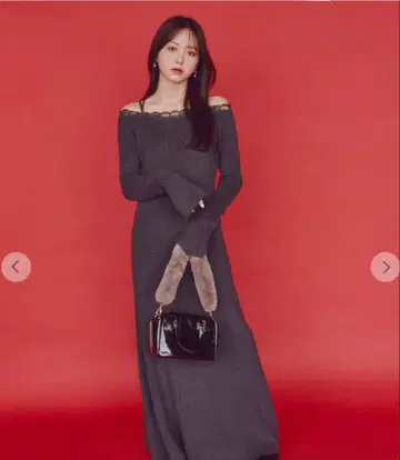 COCO DEAL 레이스 디테일 오프숄더 니트 원피스 블랙 새상품