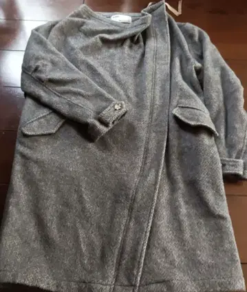 isato 그레이 코트 앞에 지퍼 후크