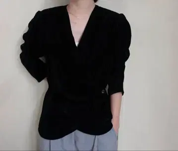 anuke 개더 벨루어 블라우스 F 사이즈