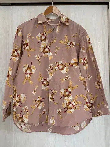 핑크 하우스 토끼 긴팔 셔츠 남녀 공용 남성용 사이즈 M