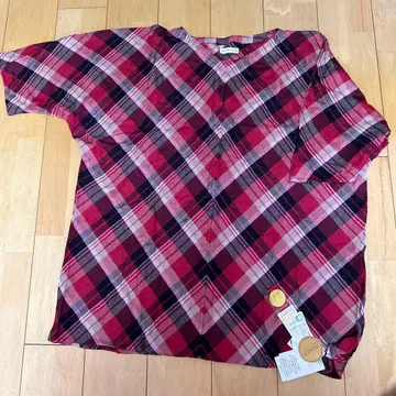 마쉬멜로우 거즈 체크 튜닉 L 미사용 새상품