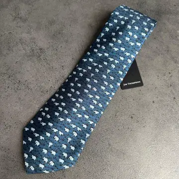 택 포함 새상품 Jim Thompson 코끼리 패턴 엘리펀트 실크 넥타이