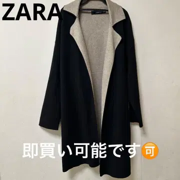 ZARA KNIT 블랙 그레이 롱 코트 L 사이즈
