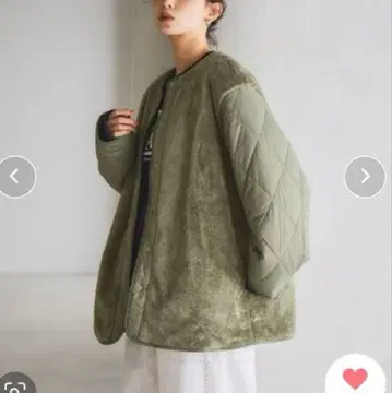 studio CLIP 리버서블 퀼트 블루종 카키 발수 가공