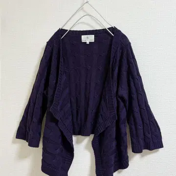 쿠미쿄쿠 가디건 보라색 케이블 짜임 M 온워드 니트 프론트 오픈