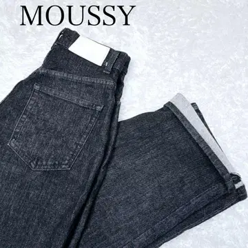 새상품급 MOUSSY 블랙 데님 청바지 스트레이트 마우지