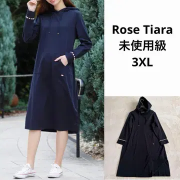 빅 사이즈 46 미사용급 로즈 티아라 펄 x 금장 장식 후디 원피스