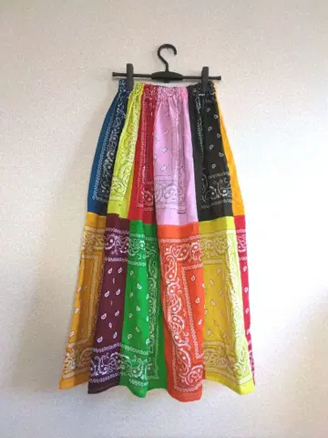 반다나 패치워크 롱 스커트 멀티