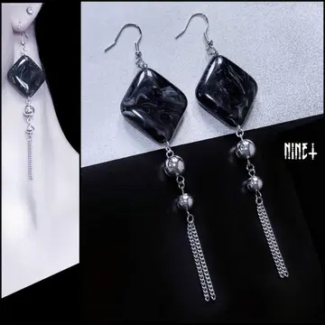 1445 빅 사이즈 귀걸이 모노톤 액세서리 귀찌 블랙 개성있는