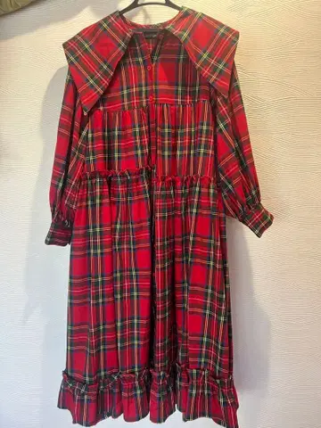 Candy Stripper 빨간색 체크 무늬 드레스 사이즈 2