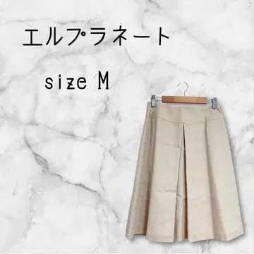엘르 플래닛 플리츠 스커트 울 혼방 베이지 안감 부착