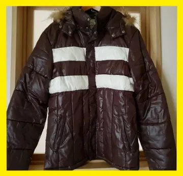 남성용 다크 브라운 후드 부착 다운 자켓 XL