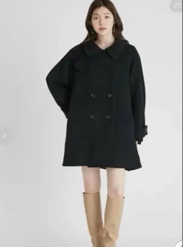 CELFORD A라인 울 미들 코트 블랙