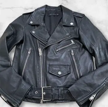 컨디션 최상 ZARA 최상의 부드러움 라무 가죽 자켓 S 여성용 블랙