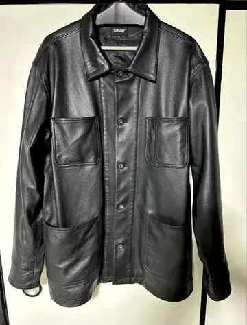 Schott 블랙 가죽 오버 사이즈 자켓