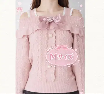 Ank Rouge 리본 포함 오프숄더 니트 핑크 M 양산형 걸리시