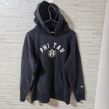 [ L ] 챔피온 복각 런택 후가공 후드티 블랙