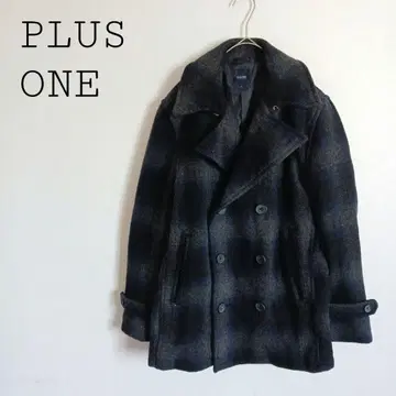 PLUS ONE 옴브레 체크 P 코트 울 블렌드 통학 출퇴근