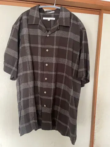 90s 페리 엘리스 브라운 체크 무늬 반팔 셔츠