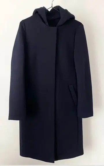 새상품급 VIS 후드 부착 롱 코트 네이비 M