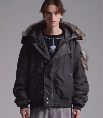 GRANCY 퍼 포켓 디자인 페이드 N2B 자켓 블랙 M 사이즈