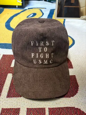 브라운 코듀로이 캡 USMC 자수