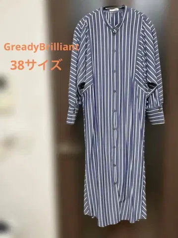 그레디 브릴리언트 스탠드 카라 스트라이프 셔츠 원피스