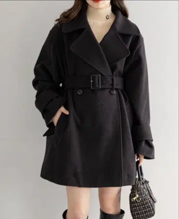 [ Chico ] 미들 기장 오버코트 블랙