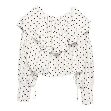 더블 프릴 도트 오프숄더 블라우스 eimy istoire