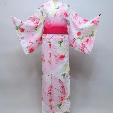 유카타 단품 여성용 JUNO 면 100% 백합 작약 꽃무늬 NO17905