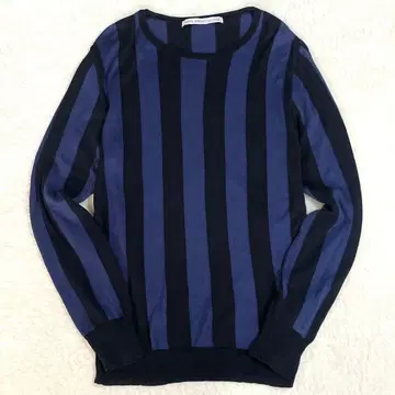 최근 존 로렌스 설리번 니트 스트라이프 파랑 블랙 코튼 남성용