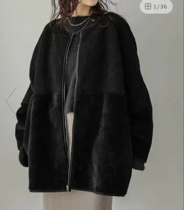 Lajour 블랙 보아 절개 노카라 코트 La-gemme