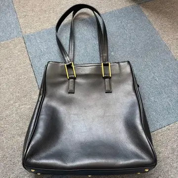 블랙 가죽 토트백 ( 천연 가죽 )