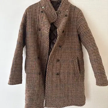 conges payes 체스터 코트 브라운 계열 체크 무늬