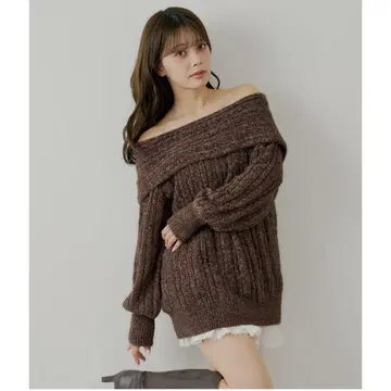 Chico 치코 전후 2way 샤기 오프숄더 미니 원피스 니트 원피스